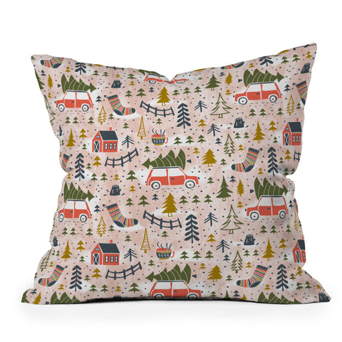 Heather Dutton Home For The Holidays Blush Outdoor Throw Pillow