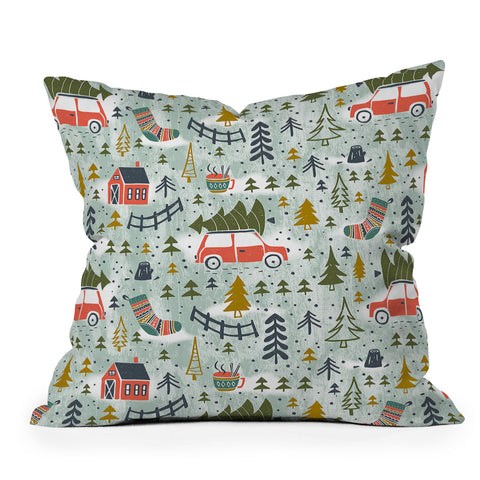 Heather Dutton Home For The Holidays Mint Outdoor Throw Pillow