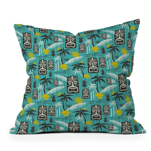 Heather Dutton Island Tiki Aqua Outdoor Throw Pillow