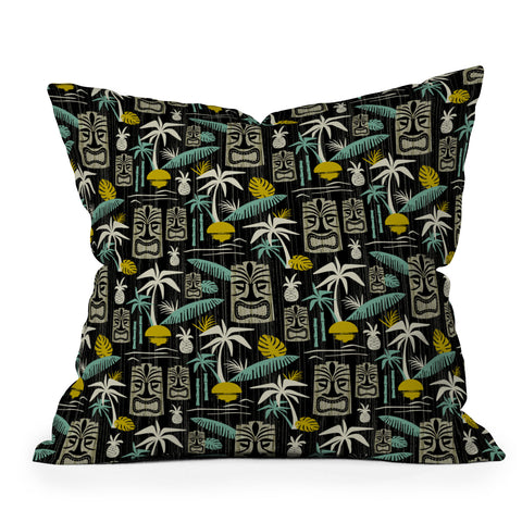 Heather Dutton Island Tiki Black Outdoor Throw Pillow