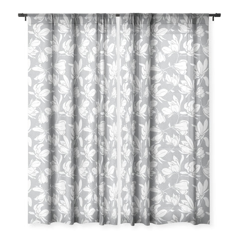 Heather Dutton Magnolia Garden Grey Sheer Window Curtain