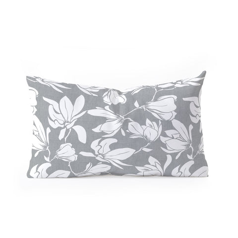 Heather Dutton Magnolia Garden Grey Oblong Throw Pillow