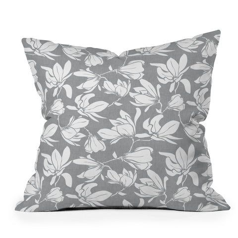 Heather Dutton Magnolia Garden Grey Outdoor Throw Pillow