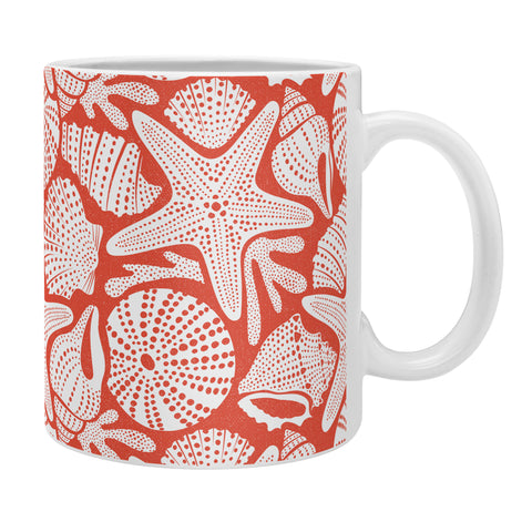 Heather Dutton Ocean Floor Nautical Shells Red Coffee Mug