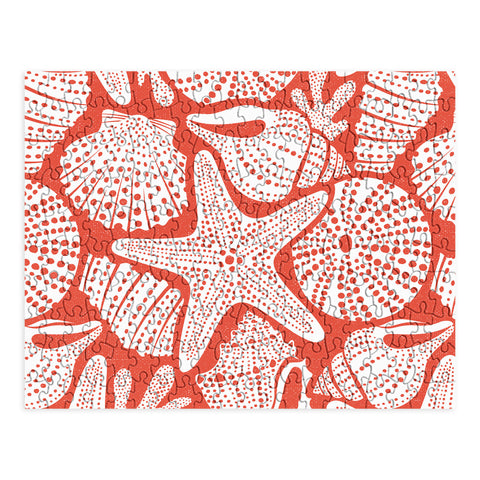 Heather Dutton Ocean Floor Nautical Shells Red Puzzle