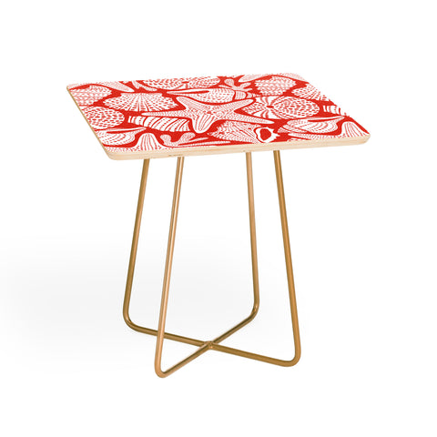 Heather Dutton Ocean Floor Nautical Shells Red Side Table