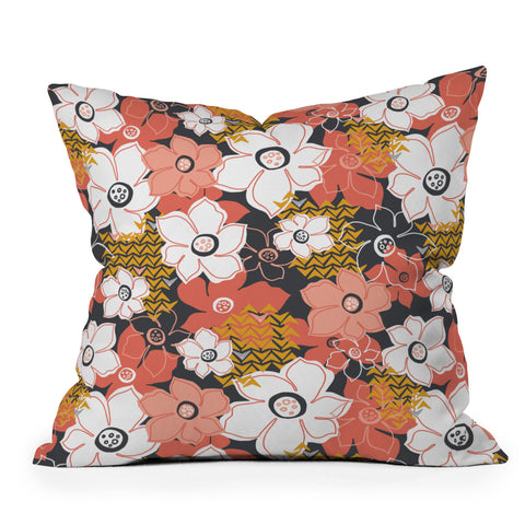 Heather Dutton Petals And Pods Lava Outdoor Throw Pillow