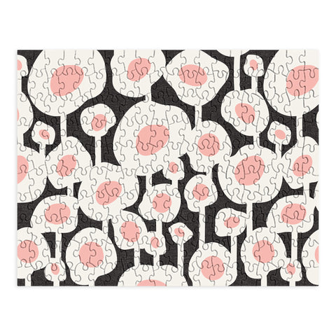 Heather Dutton Poppy Dot Retro Floral Black Puzzle