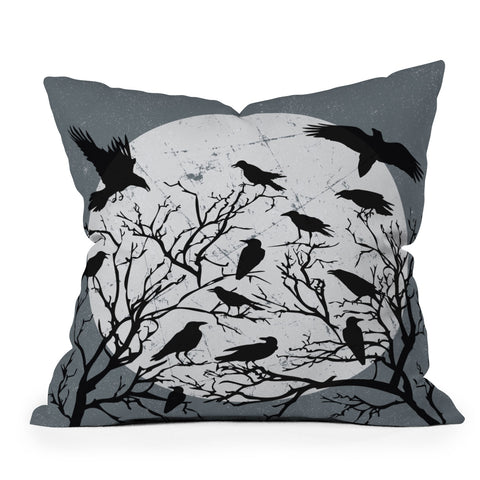 Heather Dutton Ravens Call Midnight Outdoor Throw Pillow