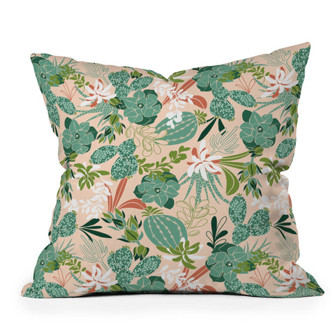 Heather Dutton Succulent Garden Blush Outdoor Throw Pillow