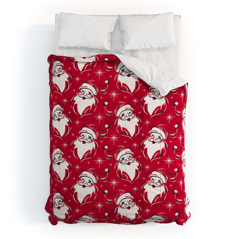 Heather Dutton Tis The Season Retro Santa Red Comforter
