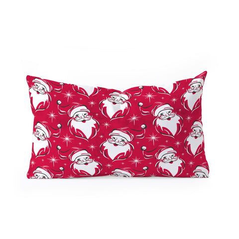 Heather Dutton Tis The Season Retro Santa Red Oblong Throw Pillow