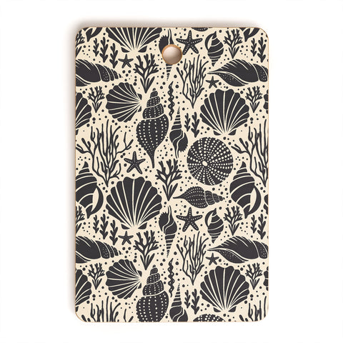 Heather Dutton Washed Ashore Ivory Charcoal Cutting Board Rectangle