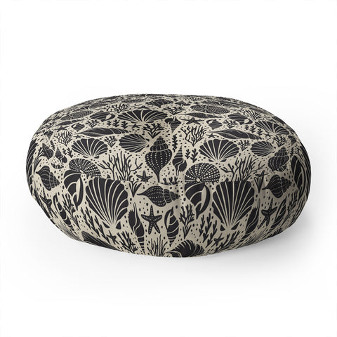 Heather Dutton Washed Ashore Ivory Charcoal Floor Pillow Round
