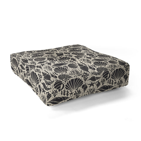 Heather Dutton Washed Ashore Ivory Charcoal Floor Pillow Square