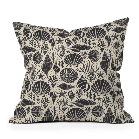 Heather Dutton Washed Ashore Ivory Charcoal Outdoor Throw Pillow