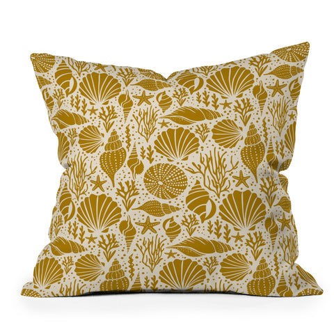 Heather Dutton Washed Ashore Ivory Gold Outdoor Throw Pillow