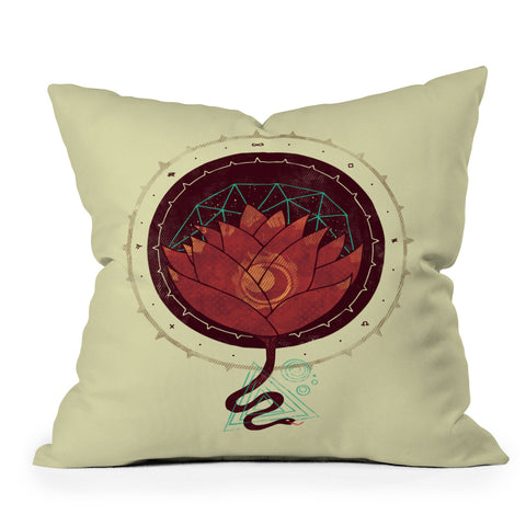Hector Mansilla The Red Lotus Outdoor Throw Pillow