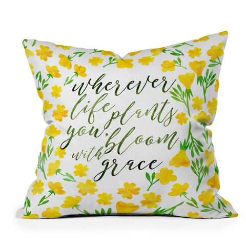 Hello Sayang Bloom with Grace Outdoor Throw Pillow
