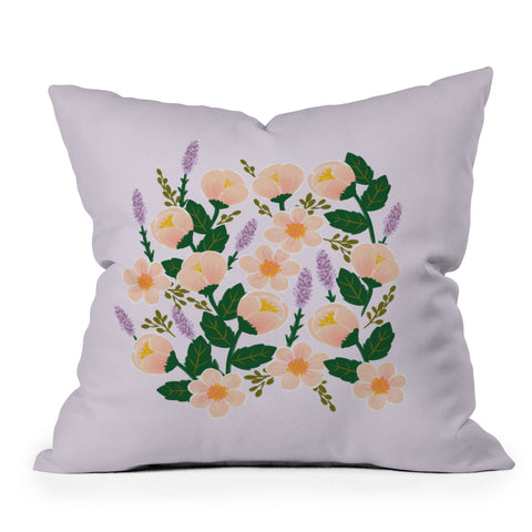 Hello Sayang Lovely Roses Lavender Outdoor Throw Pillow