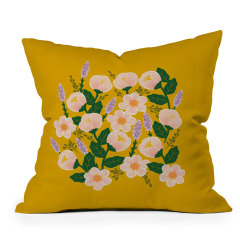 Hello Sayang Lovely Roses Yellow Outdoor Throw Pillow