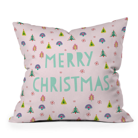 Hello Sayang Merry Christmas Trees Outdoor Throw Pillow