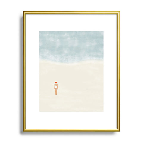 Hello Twiggs Alone with the sea Metal Framed Art Print
