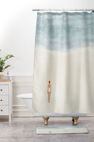 Hello Twiggs Alone with the sea Shower Curtain And Mat