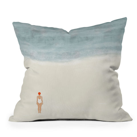 Hello Twiggs Alone with the sea Outdoor Throw Pillow