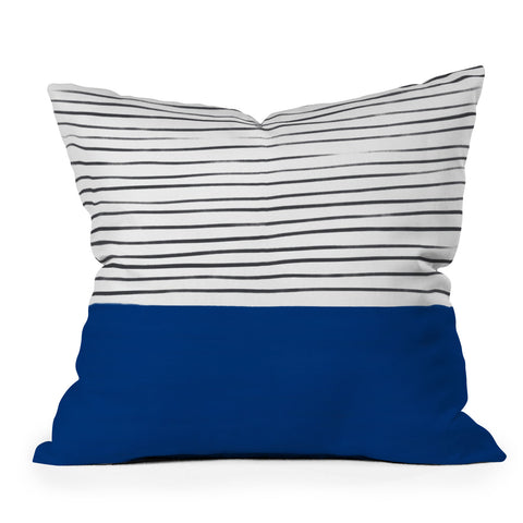 Hello Twiggs Dark Blue Abstract Outdoor Throw Pillow