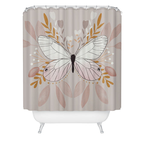 Hello Twiggs Floral Butterfly Shower Curtain