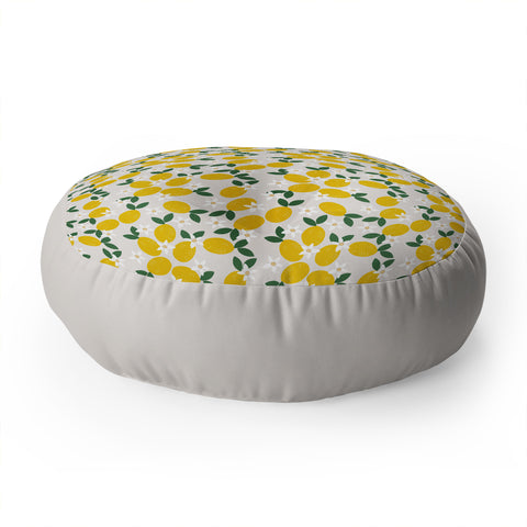 Hello Twiggs Lemons and Flowers Floor Pillow Round