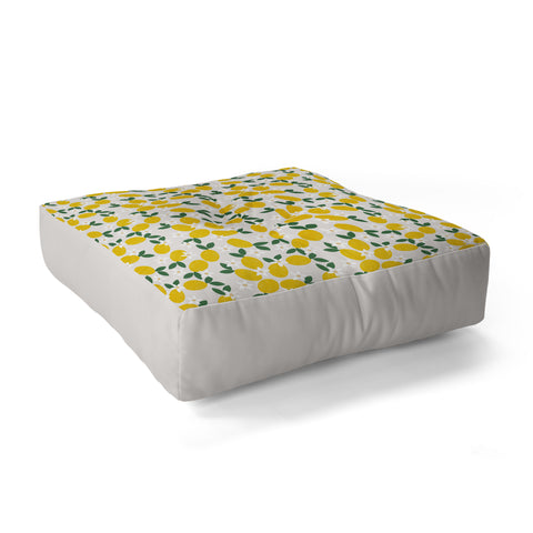 Hello Twiggs Lemons and Flowers Floor Pillow Square