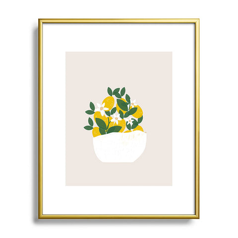 Hello Twiggs Lemons and Flowers Metal Framed Art Print