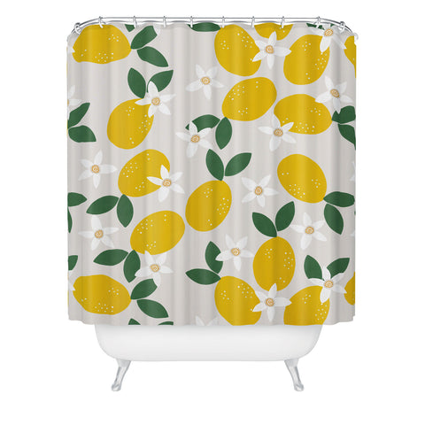 Hello Twiggs Lemons and Flowers Shower Curtain