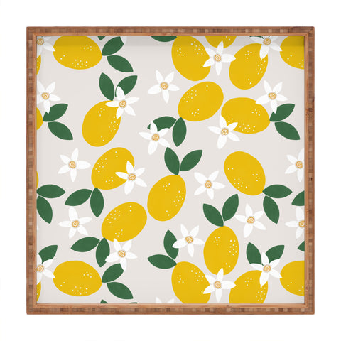 Hello Twiggs Lemons and Flowers Square Tray