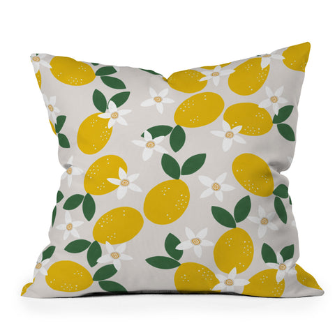 Hello Twiggs Lemons and Flowers Outdoor Throw Pillow