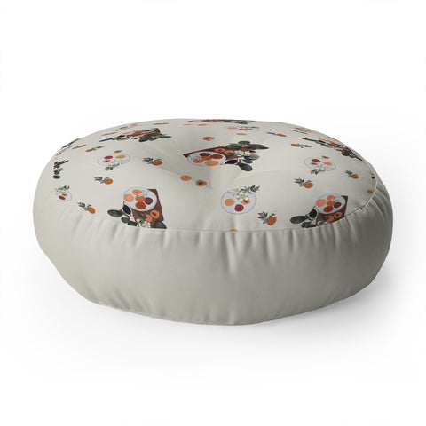 Hello Twiggs Peaches and Flowers Floor Pillow Round