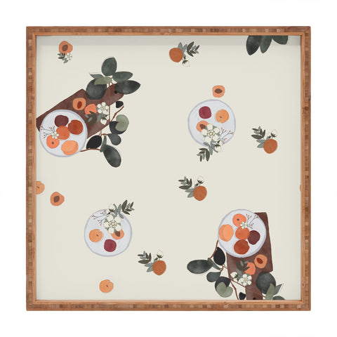 Hello Twiggs Peaches and Flowers Square Tray