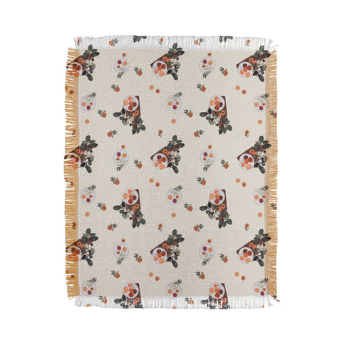 Hello Twiggs Peaches and Flowers Throw Blanket