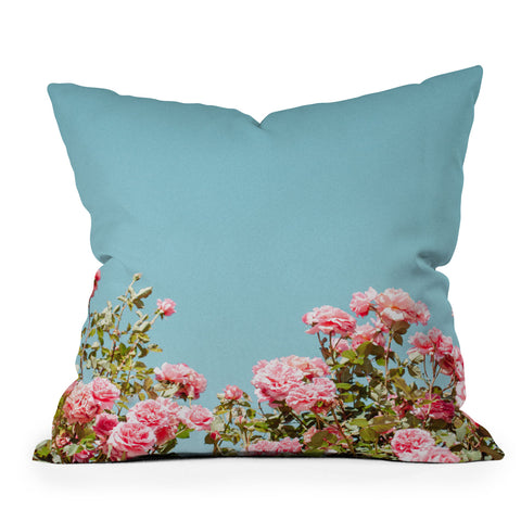 Hello Twiggs Roses are Pink Outdoor Throw Pillow
