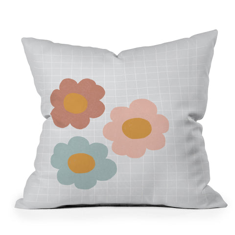 Hello Twiggs Spring Floral Grid Outdoor Throw Pillow