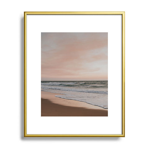 Hello Twiggs Sunset Beach Walking Metal Framed Art Print