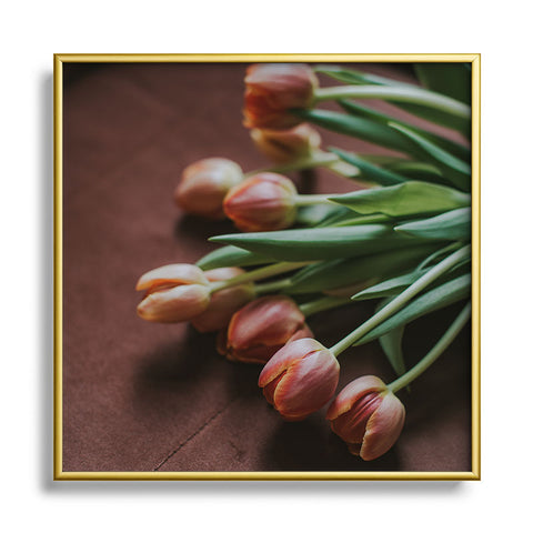 Hello Twiggs Terracotta Tulips Square Metal Framed Art Print
