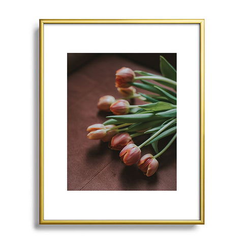 Hello Twiggs Terracotta Tulips Metal Framed Art Print