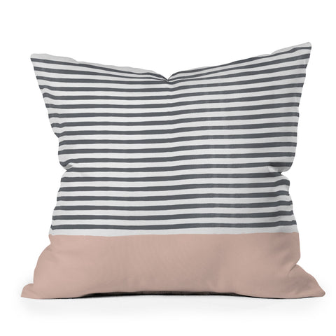 Hello Twiggs Watercolor Stripes Blush Outdoor Throw Pillow