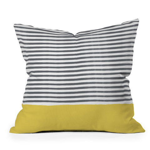 Hello Twiggs Watercolour Stripes Mustard Outdoor Throw Pillow