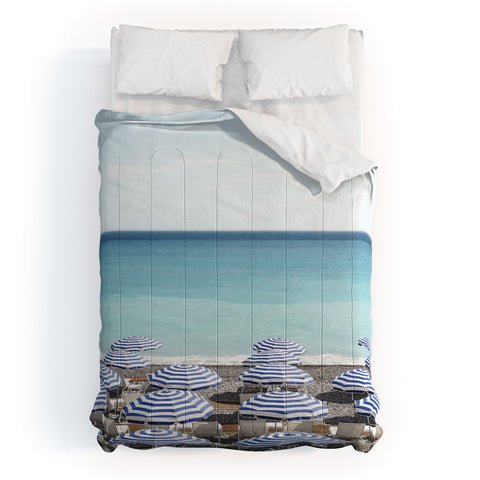 Henrike Schenk - Travel Photography Blue Beach Umbrellas Photo Comforter