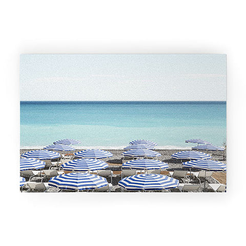 Henrike Schenk - Travel Photography Blue Beach Umbrellas Photo Welcome Mat