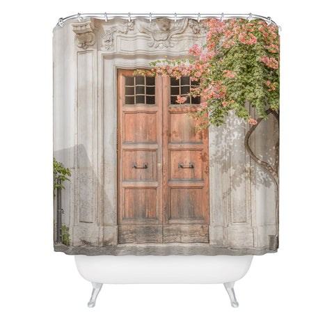 Henrike Schenk - Travel Photography Floral Entry In Rome Door Shower Curtain